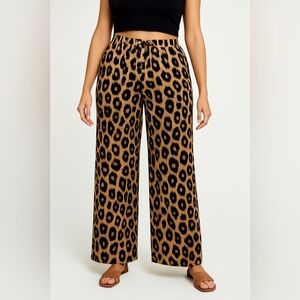 Leopard Print Wide-Leg Pants